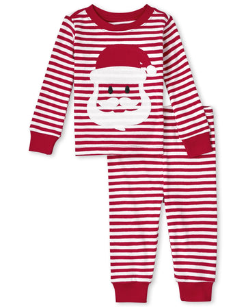 The Children'S Place Baby Girls Family Matching Christmas Holiday Sets, Snug Fit 100% Cotton, Pajama Set, Santa Stripe, 0-3 Mont