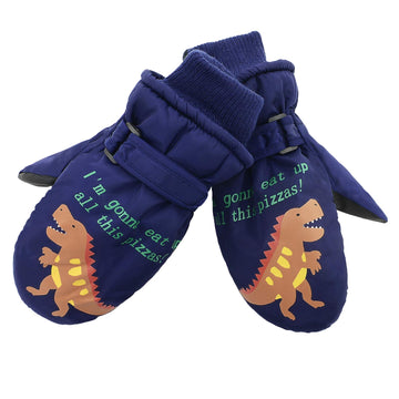 Toddler Mittens Winter Snow Glove Waterproof Mitten Warm Fleece Kid Ski Gloves For Boys Girls Navy Dinosaur M