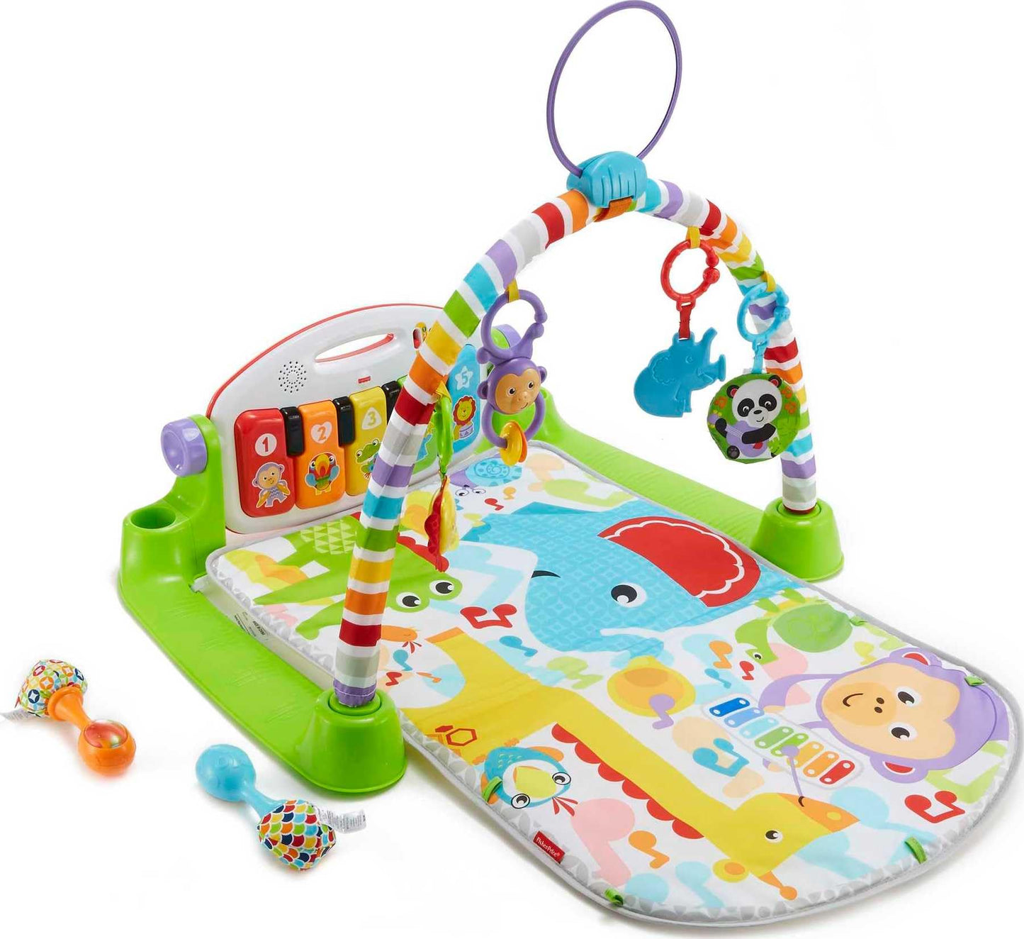 Fisher-Price Baby Playmat Deluxe Kick & Play Piano Gym For Learning & 2 Maracas Soft Rattles For Newborn To Toddler Play Ages 0+