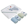 Spasilk Bath Hooded Towels & Washcloths Set For Babies, Hooded Terry Bath Towel & 4 Washcloths, Blue