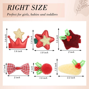 Obeoby 24 Pack Hair Clips For Girls, Red Hair Barrettes Metal Snap Hair Clips Hair Accessories For Baby Girls Happy New Year Gif