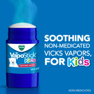 Vicks Vapostick Kids, Solid Balm, No Mess, For Kids Ages 4+ Soothing Non-Medicated Vicks Vapors, Easy-To-Use No-Touch Applicator