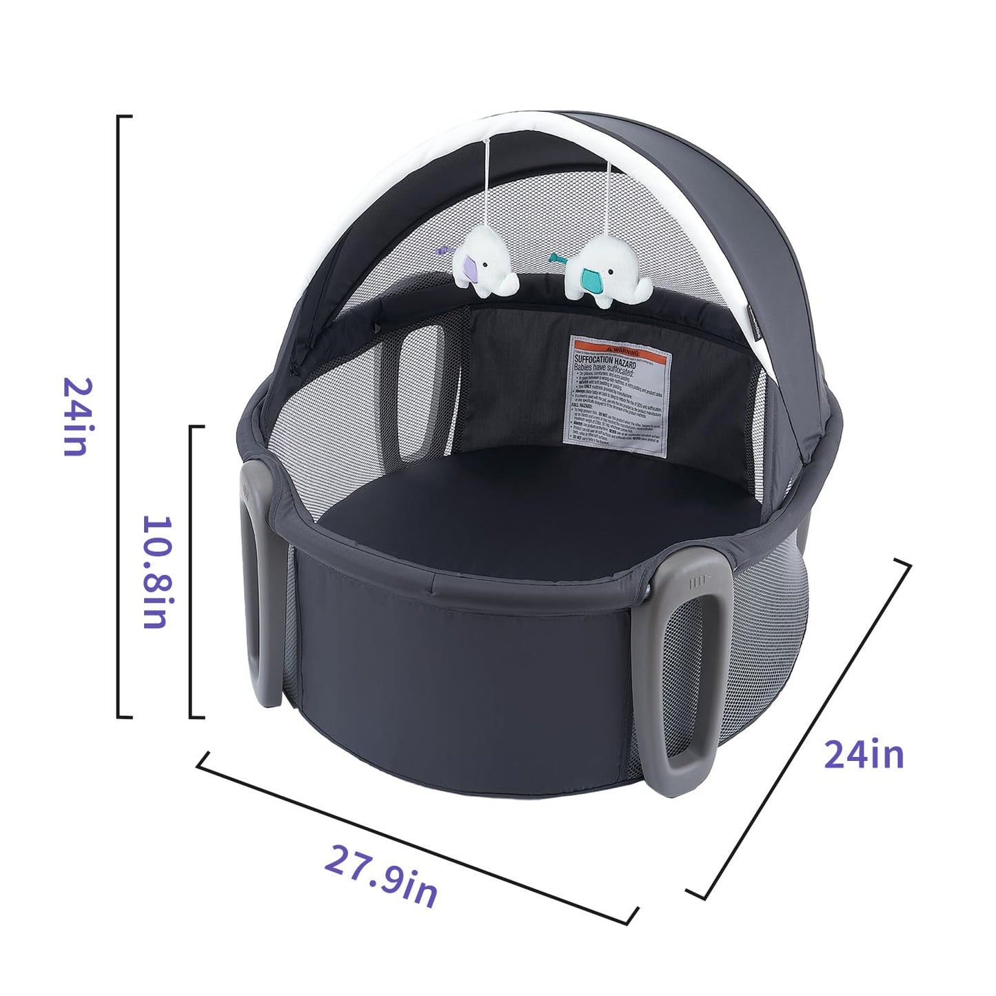 Pamo Babe Portable Bassinet And Play Space Baby Dome With Toys And Canopy Travel Crib For Newborn