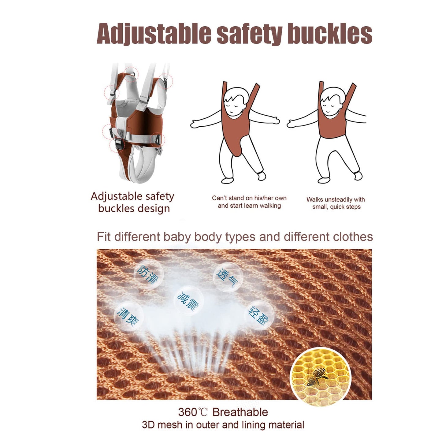 Baby Walkers, Handheld Kids Walker Helper, Baby Walking Helper Hand Baby Walking Harnesses With Detachable Crotch 4 Wearing Ways