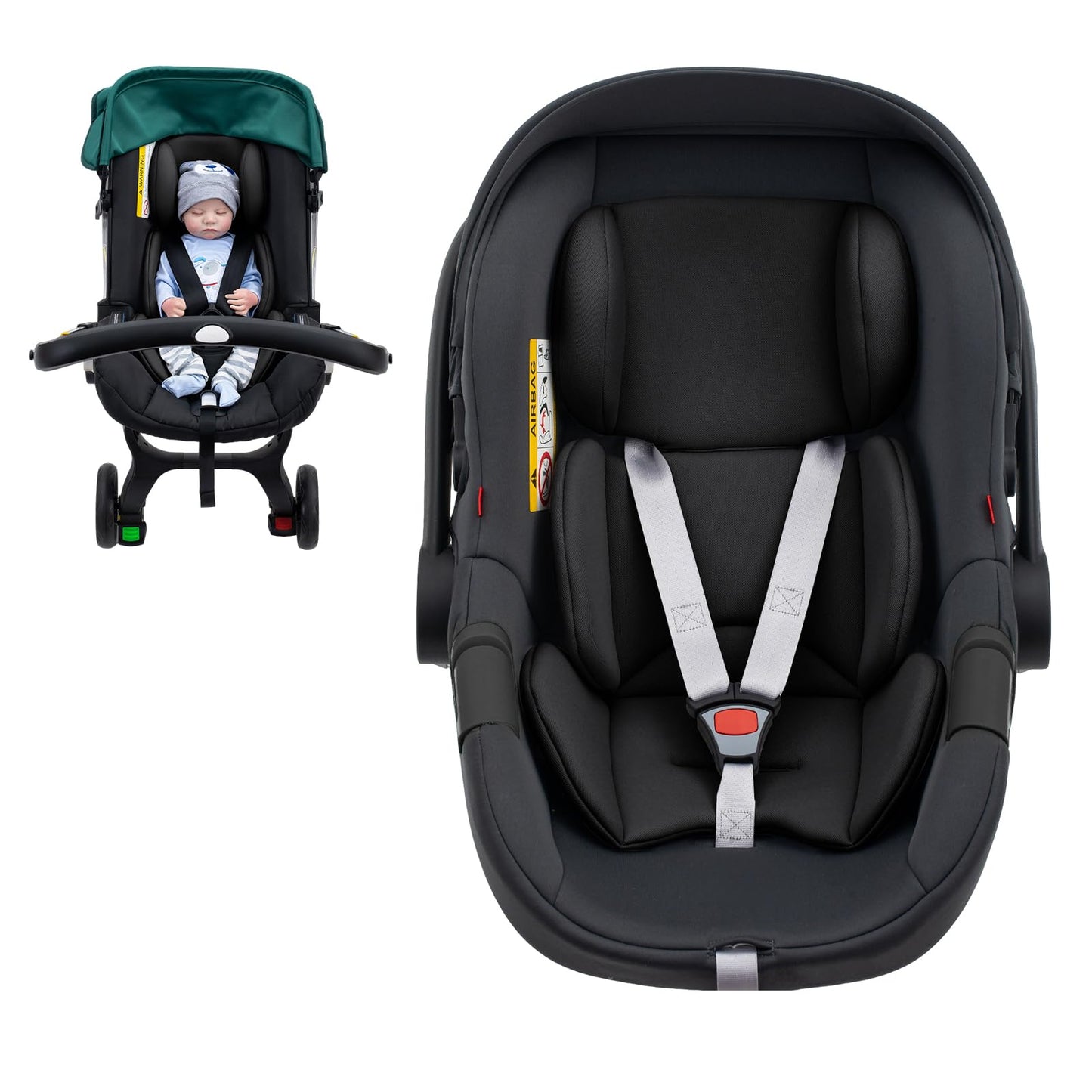Infant Car Seat Insert, Ultra-Thick Carseat Head Support for Newborn, Breathable Mesh Baby Car Seat Cushion with Filled Sponge,