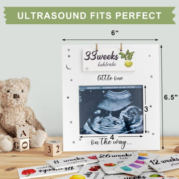 Sonogram Picture Frame - Weekly Fruit And Vegs Pregnancy Milestone, Pregnancy Tracker For Bump Growth, First Ultrasound Picture