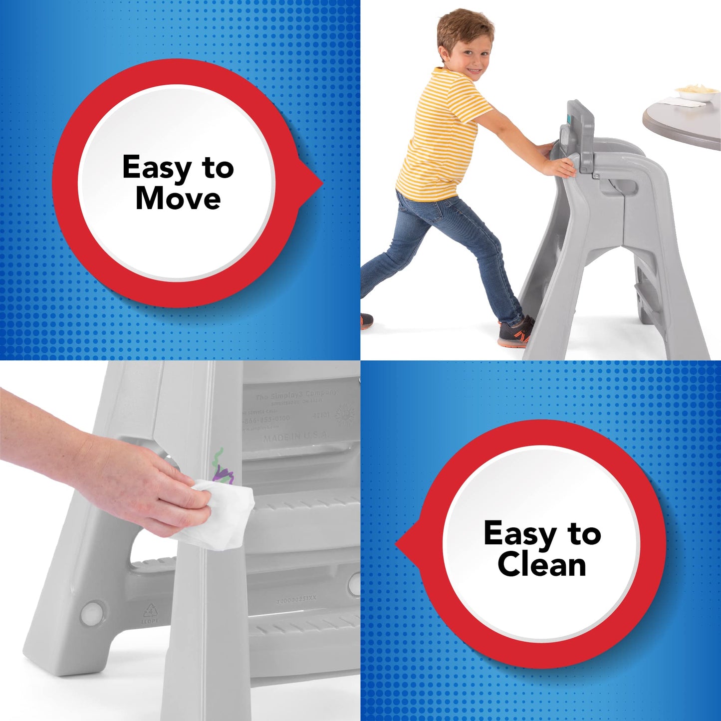 Simplay3 Big Kids Booster Seat, Lightweight Toddler Booster Chair For Dining Table And Kitchen, Toddler Kitchen Helper, Made In