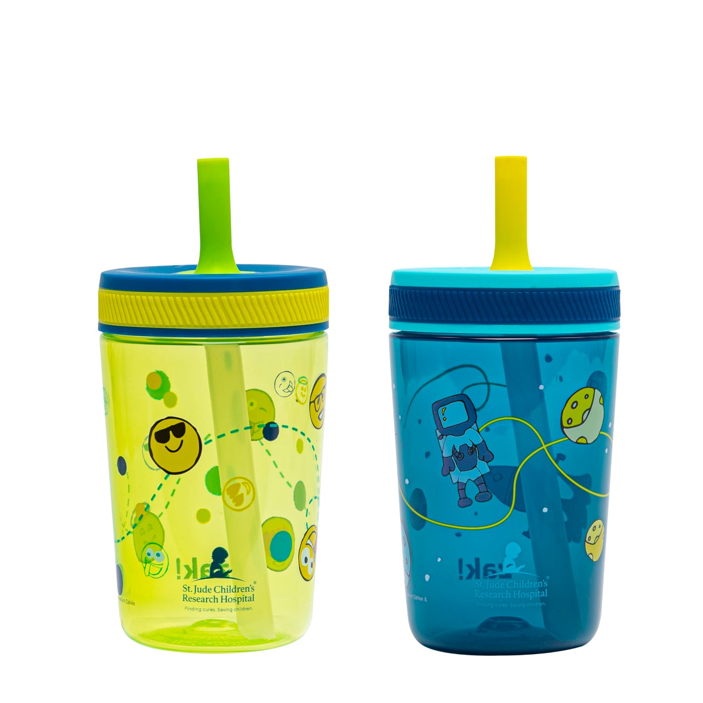 Zak Designs St. Jude Kelso Toddler Tumblers For Travel or At Home, 15oz 2-Pack Durable Plastic Sippy Cups With Leak-Proof Design