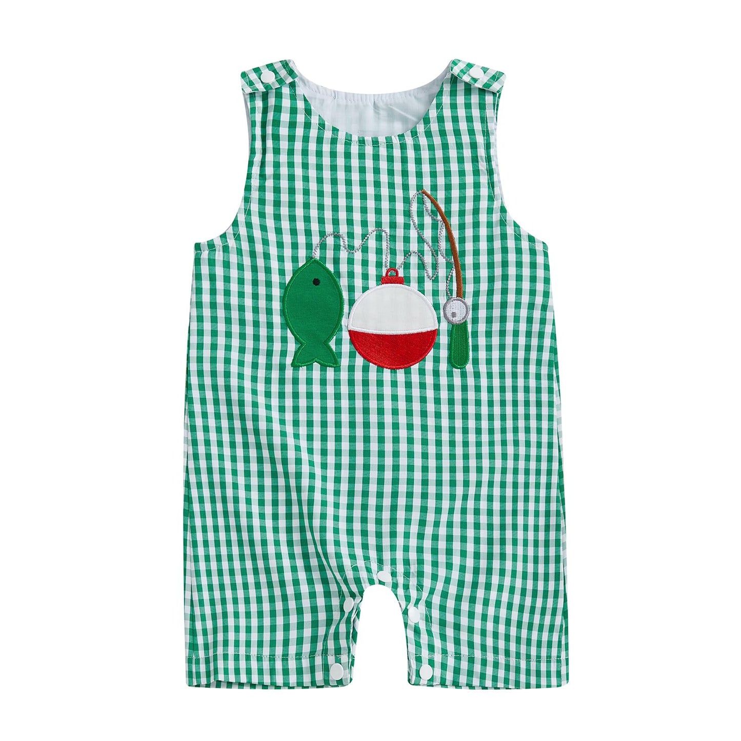 YINGISFITM Newborn Baby Boy Clothes Fishing Overalls Sleeveless Jumpsuit Infant Bodysuit Toddler Outfits (Go Fishing, 0-3 Months