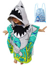 Athaelay Wearable Towel For Kids Toddlers Bath Pool Beach Swim Poncho Cover-Ups Swimwear For Little Boys Girls, Shark Theme With