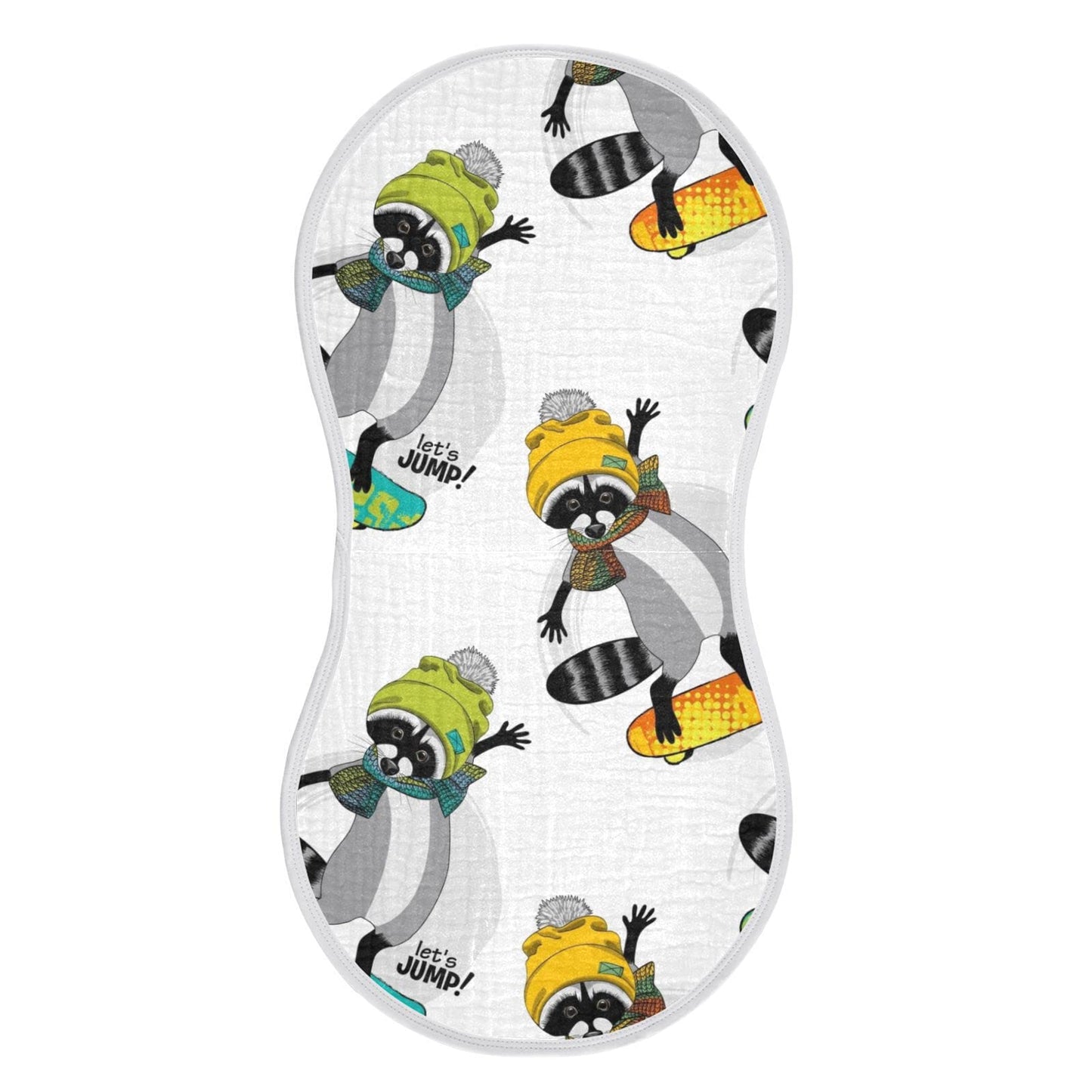 YYZZH Raccoon and Skateboard Pattern Muslin Burp Cloths for Baby 1 Pack 100% Cotton Baby Washcloths Bibs for Boy Girl