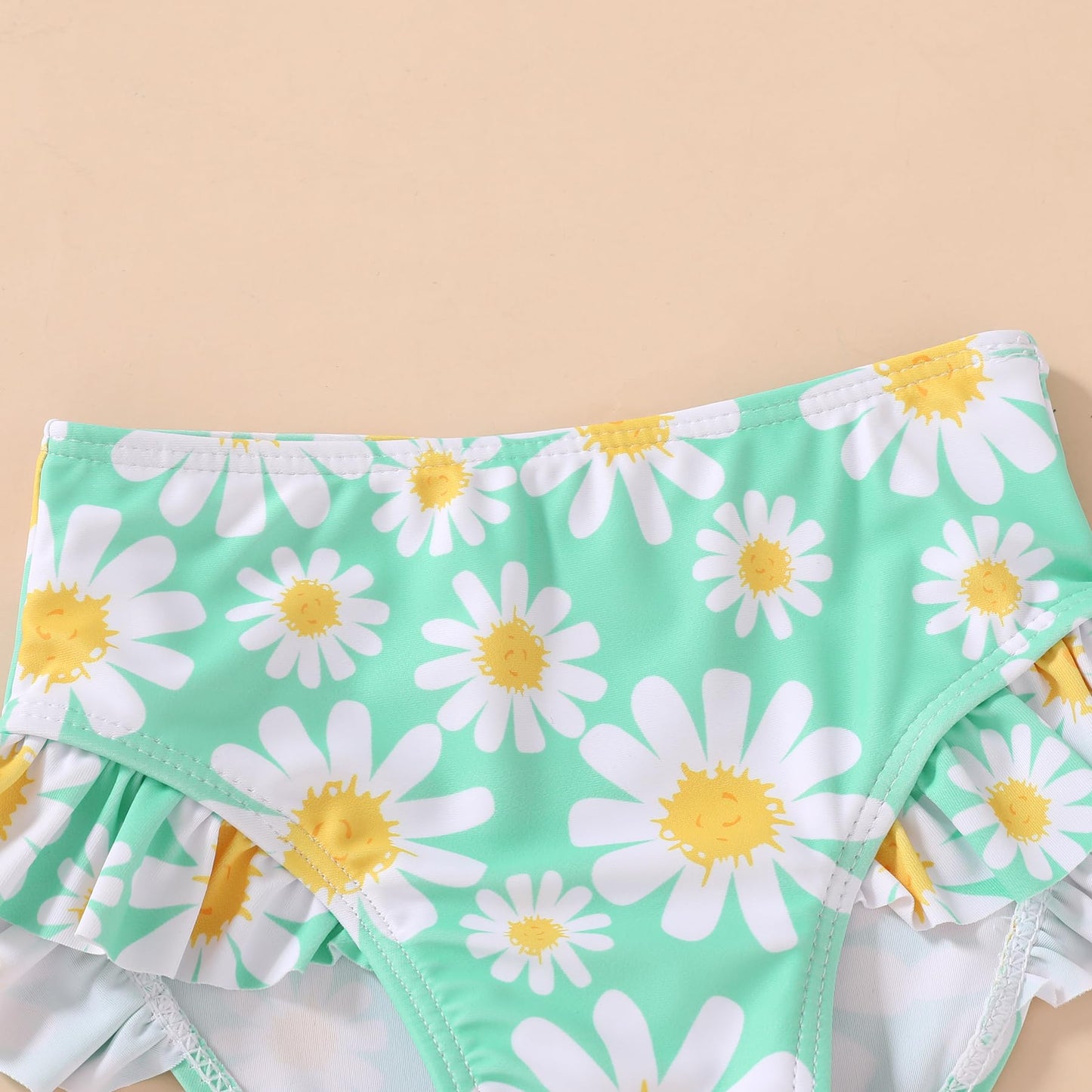 Younger Tree Toddler Girls Two Pieces Swimsuit Color Block Stripe Swimwear Summer Beach Bathing Suit 18M-5T(Green#Daisy 3-4T)