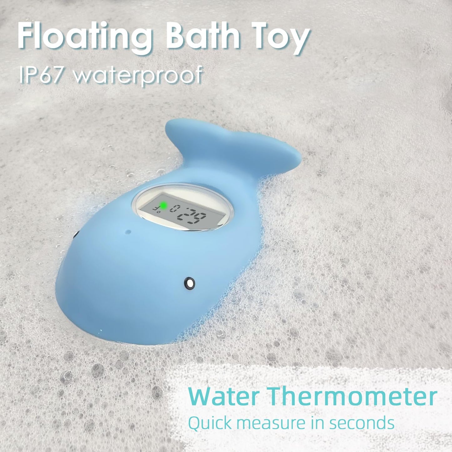 Baby Bath Tub Thermometer - Bathtub Water Thermometer With Room Temperature - Safety Floating Whale Bathtub Toy - New Upgraded M