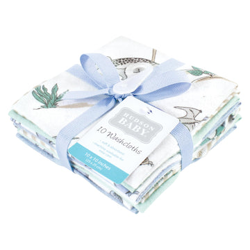 Hudson Baby Unisex Baby Flannel Washcloths, Boy Dino World 10Pk, One Size