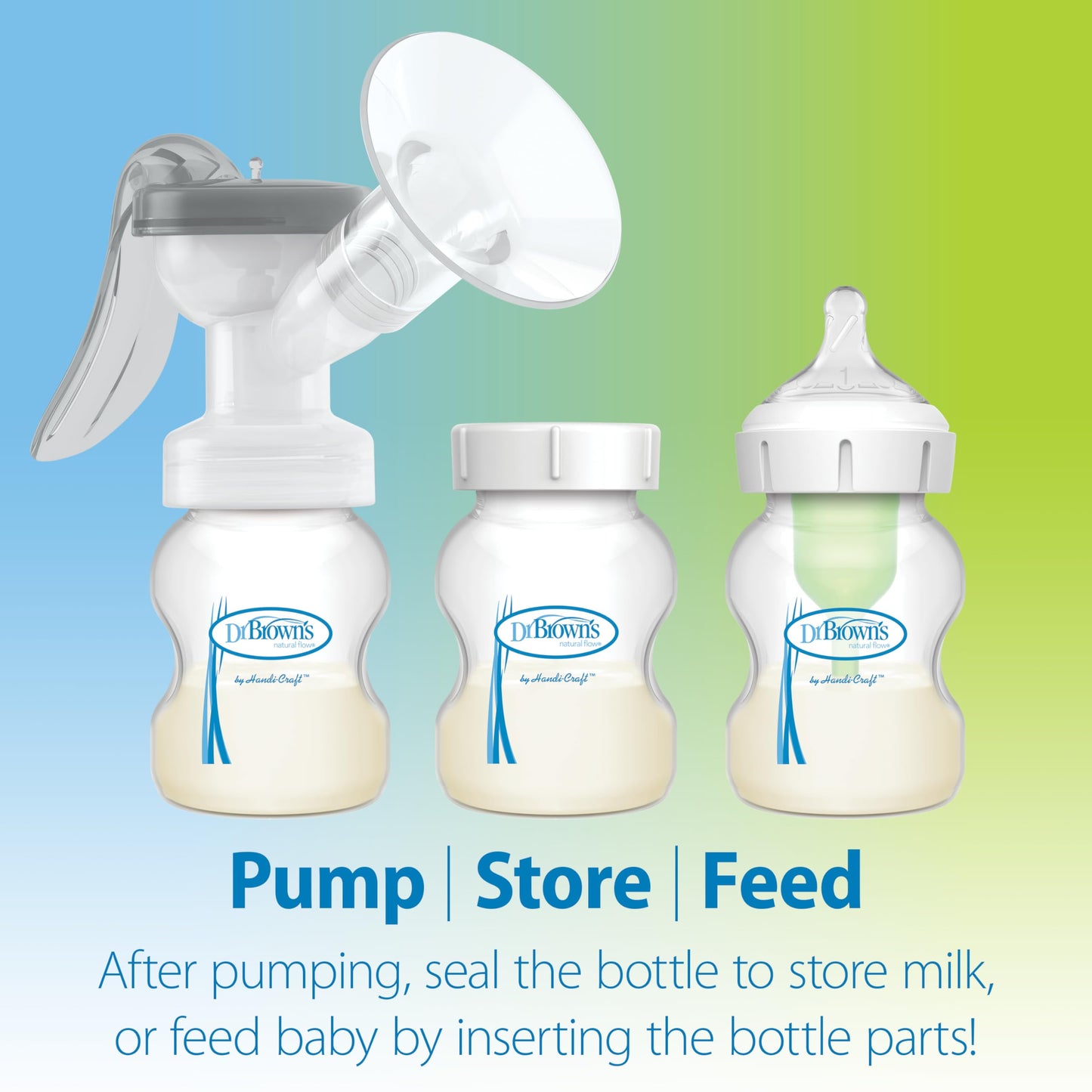 Dr Brownas Manual Breast Pump With Softshape 100% Silicone Shield (B, 25Mm Flange) & Anti-Colic Options+ Wide-Neck Baby Bottle 5