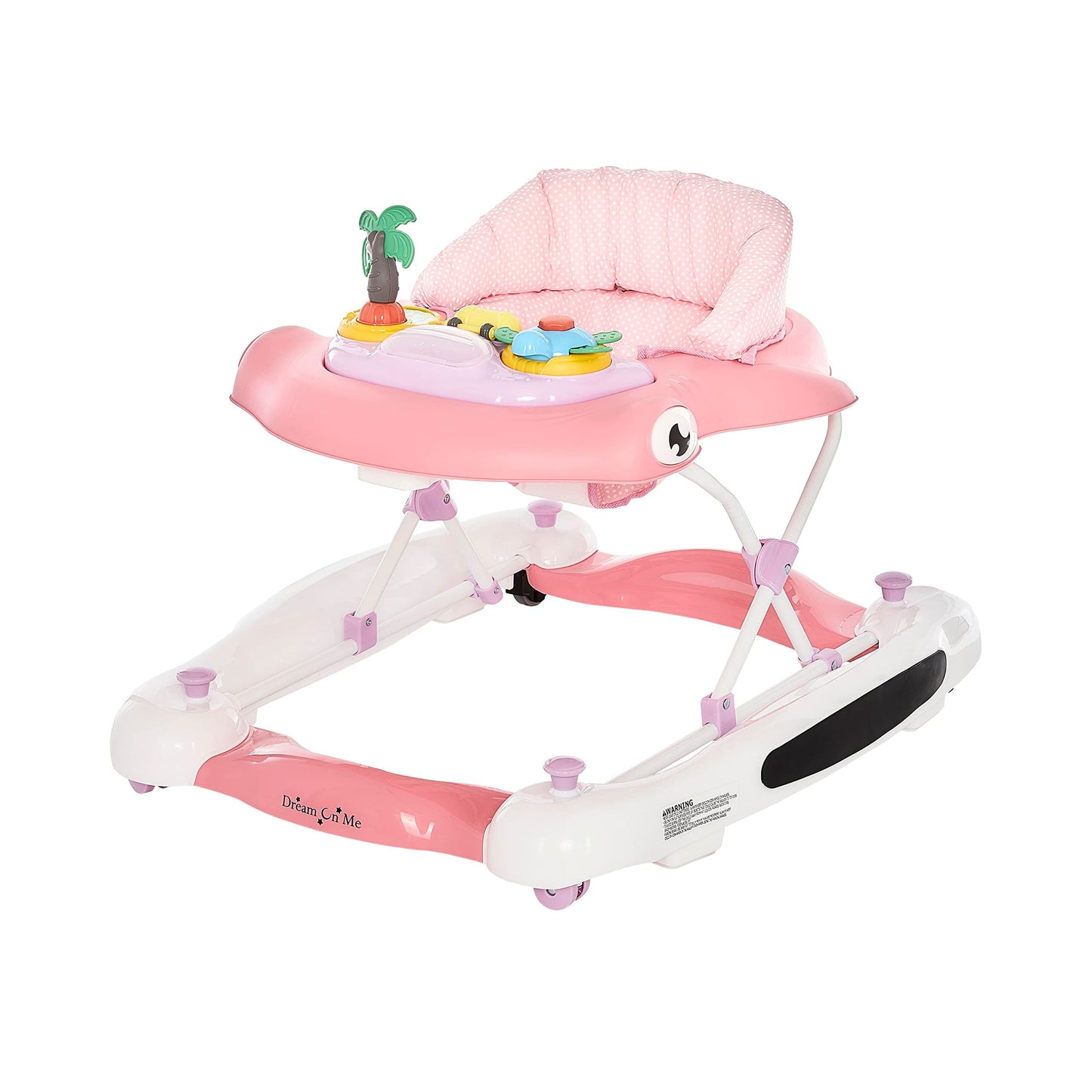 Dream On Me 2-In-1 Aloha Fun Activity Baby Walker In Pink, Easily Convertible Baby Walker, Adjustable Three Position Height Sett