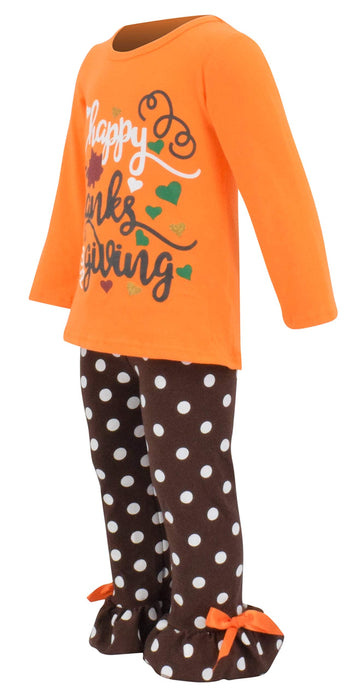 Unique Baby Girls 2 Piece Happy Thanksgiving Orange And Brown Fall Outfit (5)
