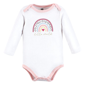 Hudson Baby Baby Girls Cotton Long-Sleeve Bodysuits And Toddler T Shirt Set, Modern Rainbow 5-Pack, 3-6 Months Us