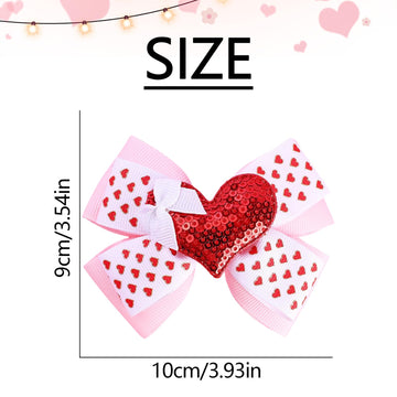 Valentine Hair Bows For Girls Cute Red Heart Hair Clips Bow Hair Accessories Party Supplies 2Pcs (Red Heart)
