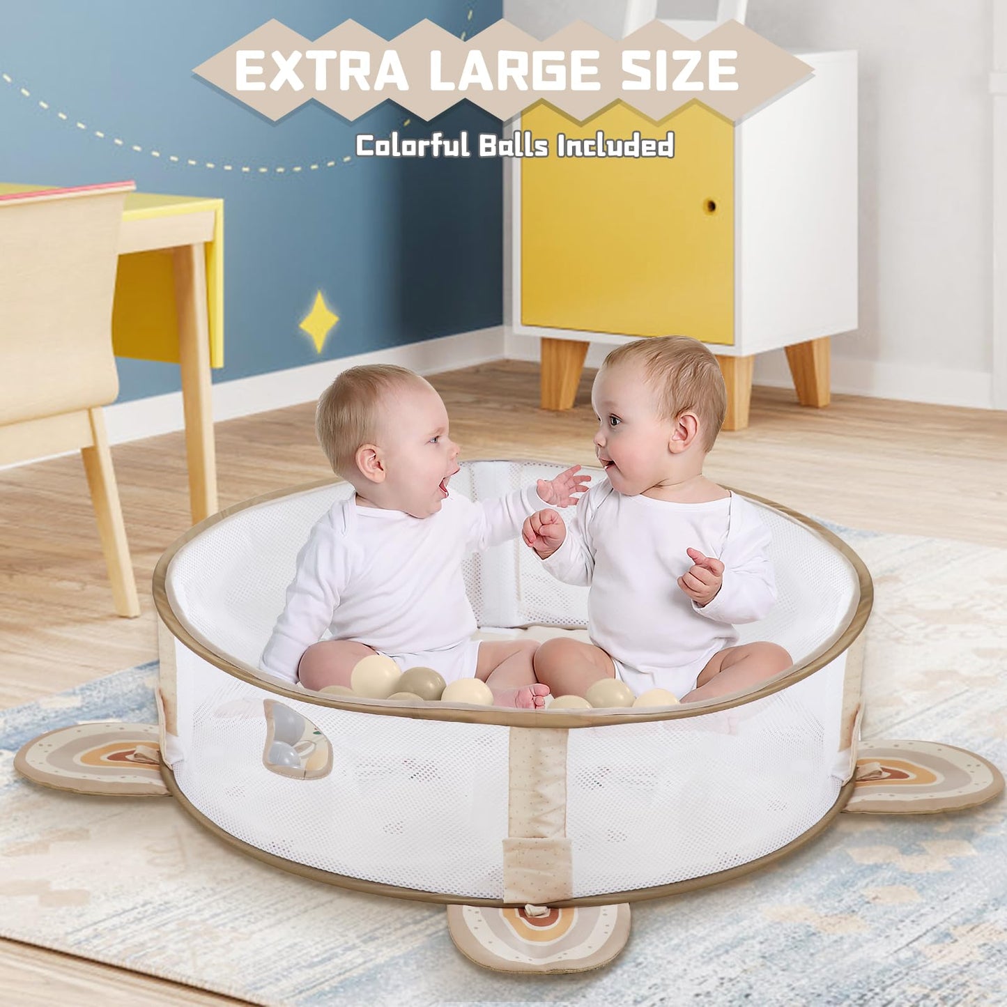 Beright 5-In-1 Baby Gym & Play Mat,Play Gym & Ball Pit With Sensory Toys For Newborn Infant Toddler To Develop Motor&Cognition,