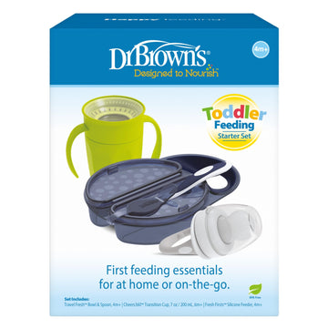 Dr. Brown'S Toddler Feeding Starter Set, Travel Feeding Bundle With Cheers360 Spoutless Training Cup With Handles, 6M+, 3 Pack
