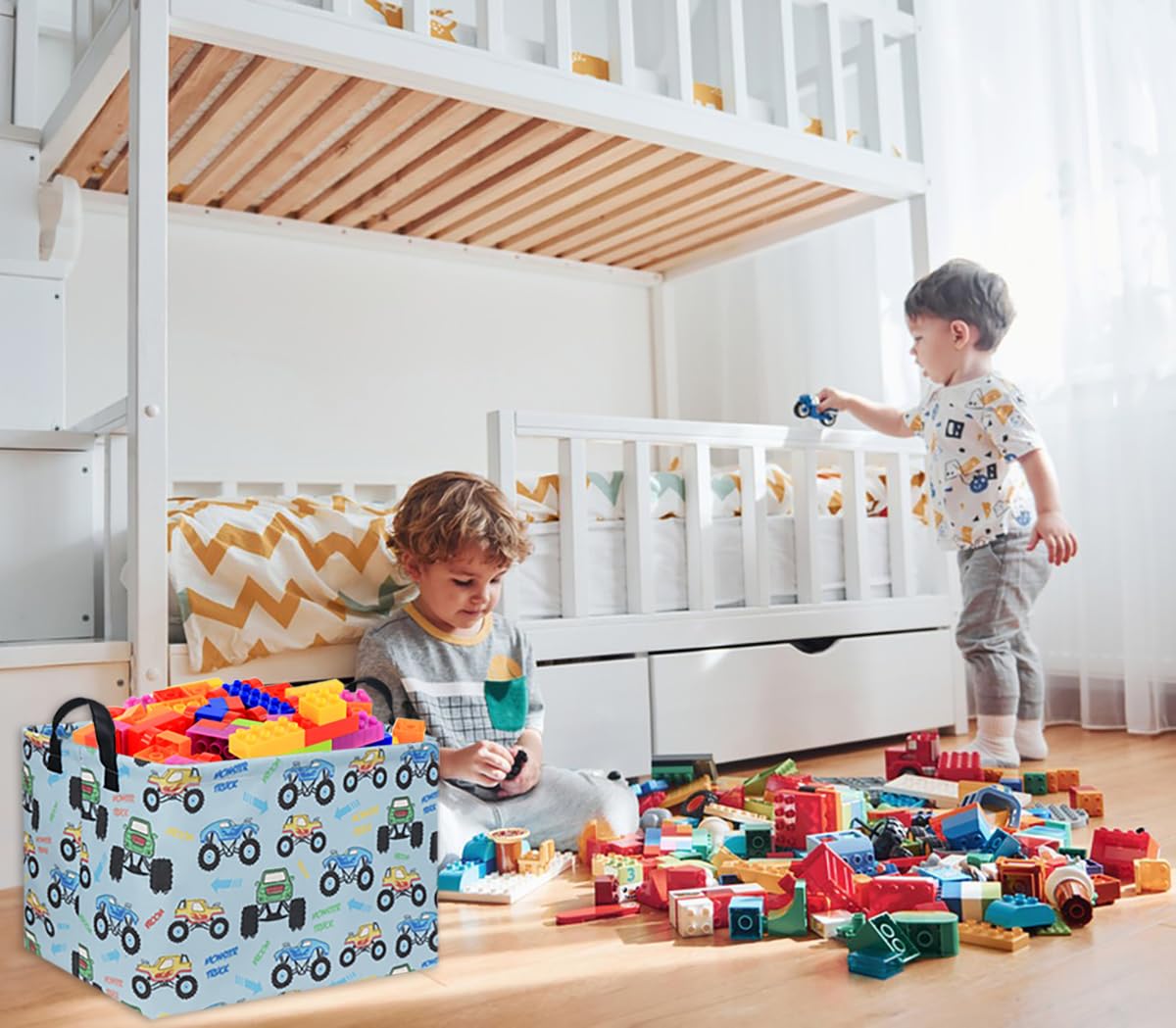 Ddbasket Rectangular Monster Truck Basket Kids Gift Basket Empty Baby Basket For Boys Toy Storage Basket Organizer Bin Box Monst
