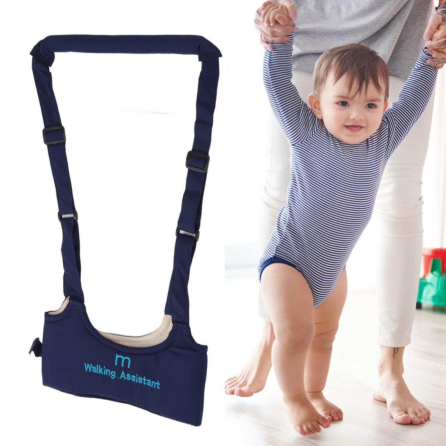 Baby Walking Harness, Adjustable Comfortable Breathable Anti Lost Baby Girl Walker For Infant Child Activity(Navy Blue)