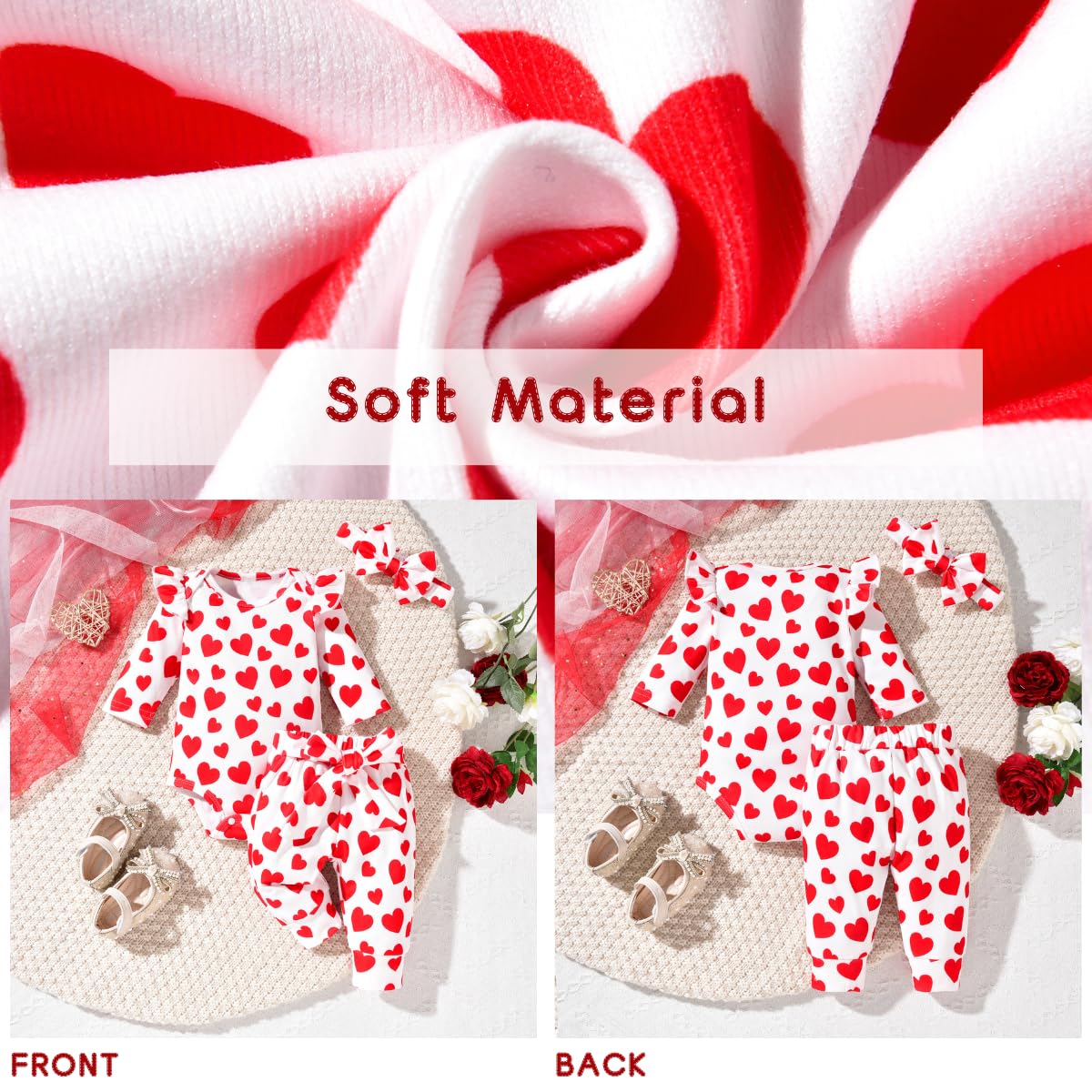 Aalizzwell 3-6 Months Infant Baby Girls Valentines Day Clothes Set Heart Outfit Clothing
