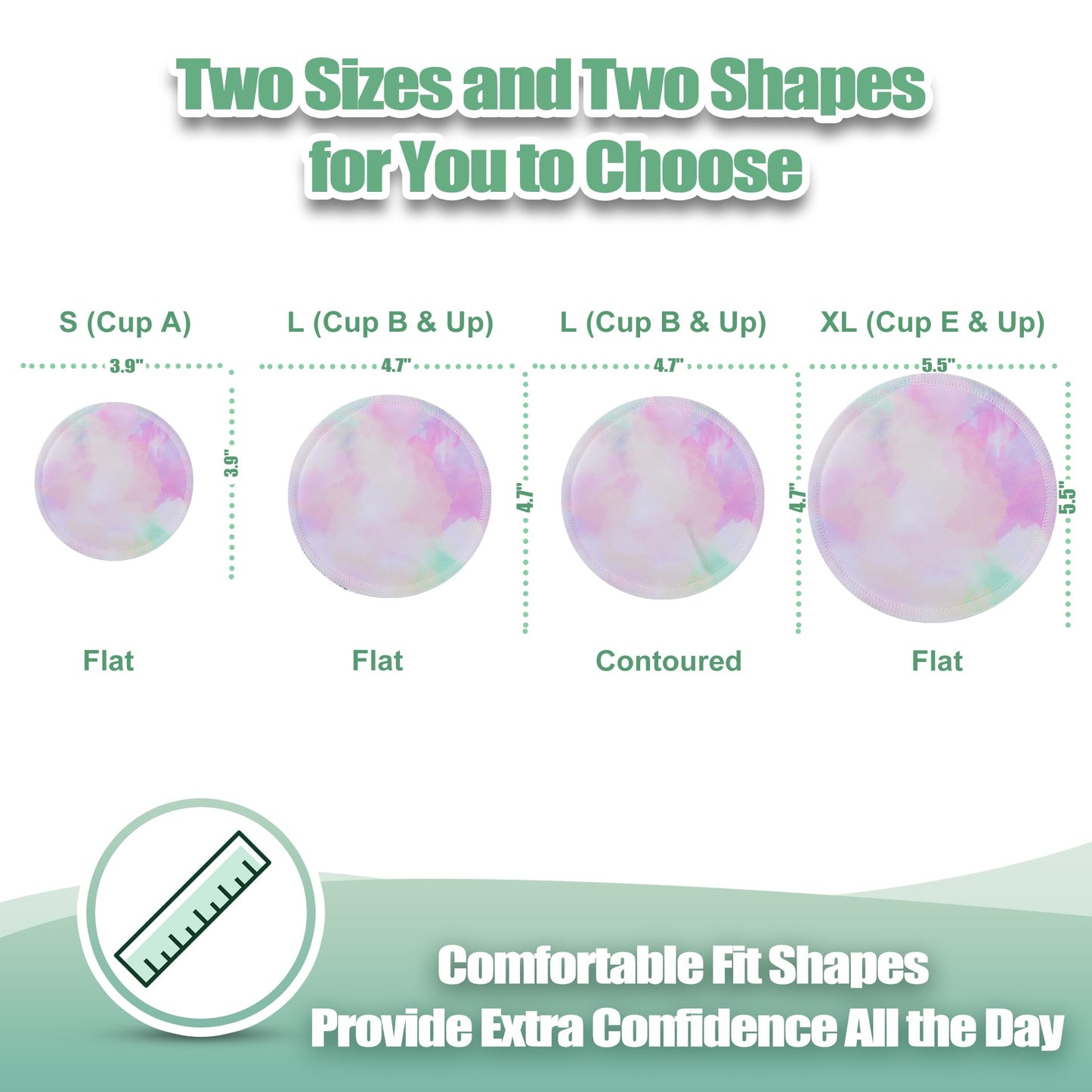 Wegreeco Nursing Breast Pads (14 Pack) + Laundry Bag & Travel Storage Bag, 4.7 Inch - Washable & Reusable Breastfeeding Nursing