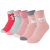 Sunbve 5 Pack Toddler Girls Cat Crew Cotton Socks