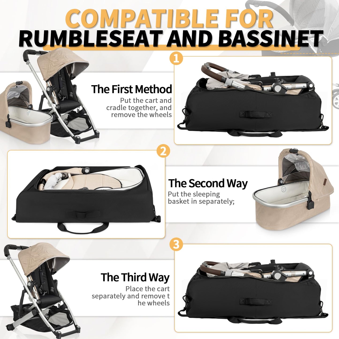 Ibvivic Stroller Bag For Rumbleseat And Bassinet Vista/Cruz V2 Stroller Travel Bag Heavy Duty Gate Check Stroller Bag With Delec