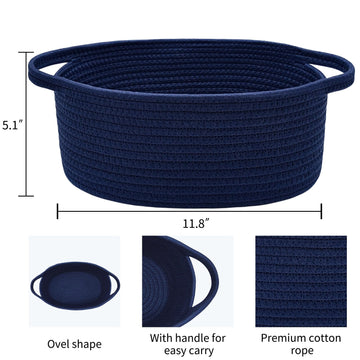 Abenkle Small Woven Storage Basket With Handles - 12'X8'X5', Decorative Rope Bin For Home Organization, Cat & Dog Toys, Shelf