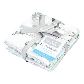 Hudson Baby Unisex Baby Flannel Cotton Washcloths 10-Pack, Neutral Dino World, One Size