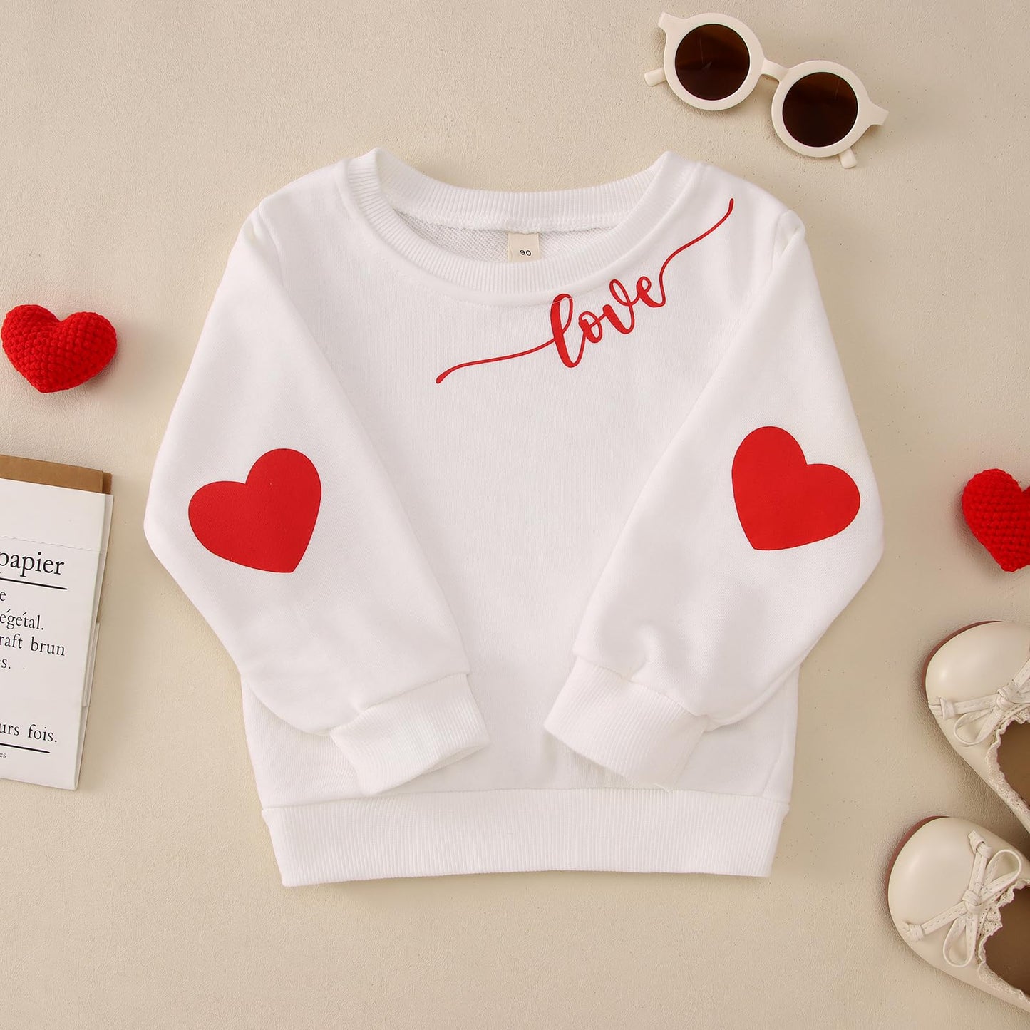 Ritatte Mommy And Me Valentine'S Day Outfit Love Heart Graphic Family Matching Sweatshirt Crewneck Long Sleeve Pullover Top(90,