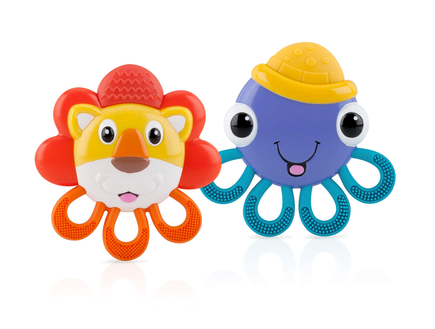 Nuby Vibe-eez Vibrating Teether - Battery Powered - Textured Surface and Easy to Grasp Toy for Baby Teething Relief - 3+ Months