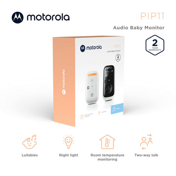 Motorola Nursery Pip11 Audio Baby Monitor, Nightlight, 1000Ft Range, 2-Way Talk, Lullabies, Portable Parent Unit (Aaa Rechargeab