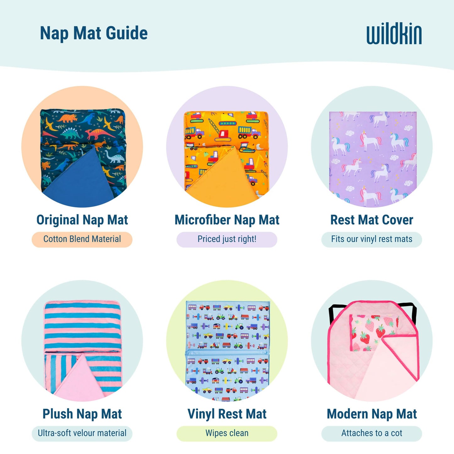 Wildkin Kids Original Nap Mat - Cozy Kids Sleep Mat with Pillow, Ideal for School & Travel - Camo Green