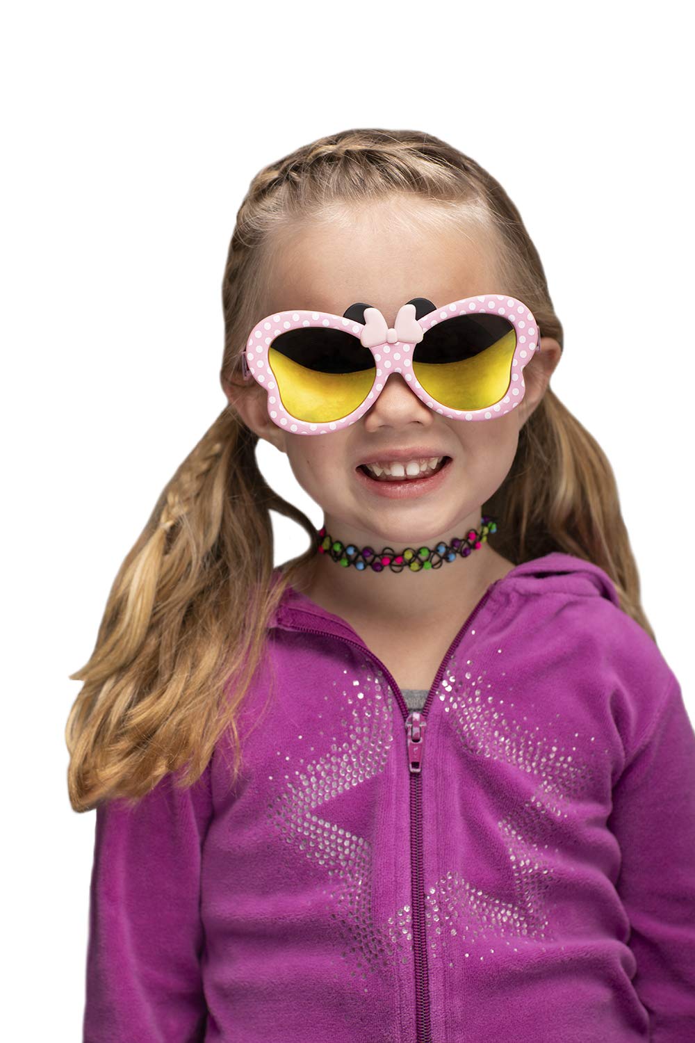 Sun-Staches Disney Official Minnie Mouse Lil Characters Child Sunglasses, Uv400 Lenses Pink Polka Dot Frames, One Size Fits Most