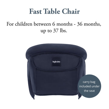 Inglesina Fast Table Chair, Navy - Portable Baby High Chair - For Babies & Toddlers 6-36 Months - Collapsible Design - Fits Tabl