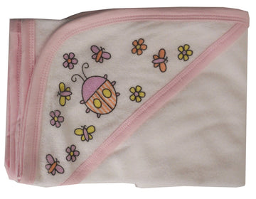 Bambini Hooded Towel With Pink Binding And Screen Prints
