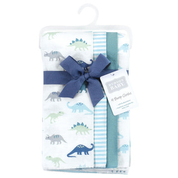 Hudson Baby Unisex Baby Cotton Flannel Burp Cloths, Soft Teal Dino, One Size