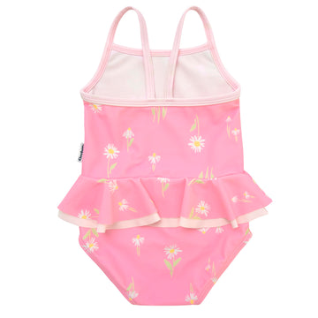 Gerber Girls' One-Piece Swimsuit, Pink Daises, 6-9 Months