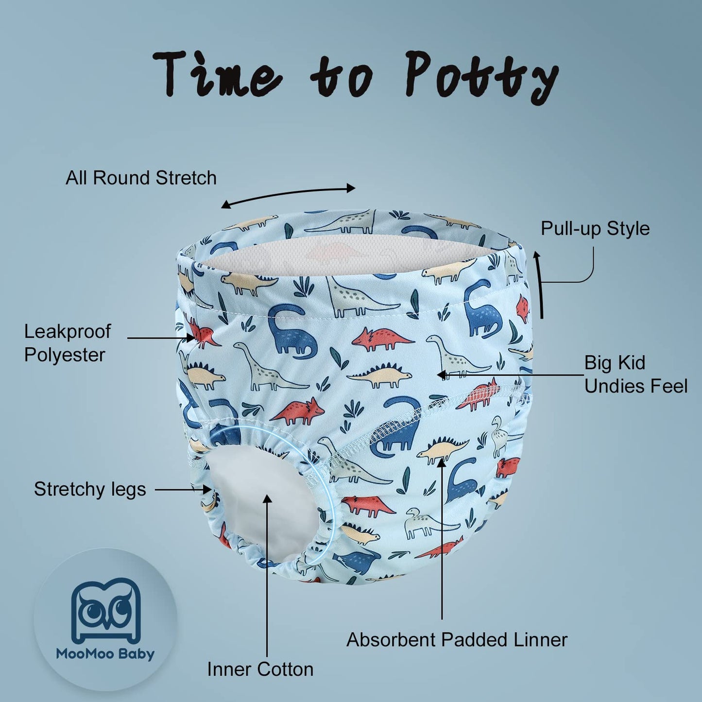 Moomoo Baby Waterproof Training Underwear Leakproof Rubber Pants For Potty Training For Boys And Girls