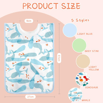 Newwiee 5 Pcs Large Towel Bib Toddler For Baby Toddler Cloth Bib Soft Pullover Baby Absorbent Full Coverage Drooling Feeding(Viv
