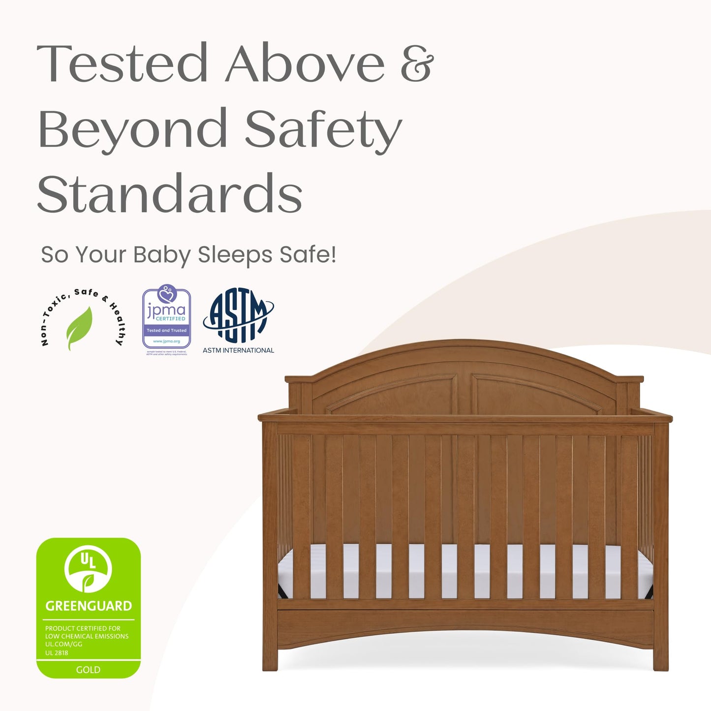 Delta Children Perry 6-In-1 Convertible Crib - Greenguard Gold Certified, Chestnut
