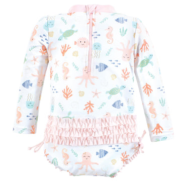 Hudson Baby Baby Girl'S Toddler Swimsuit, Pastel Sea