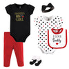 Hudson Baby Unisex Baby Cotton Layette Set, Girl Daddy Red Black, 9-12 Months