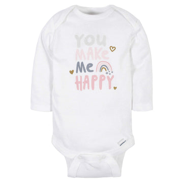 Gerber Baby Girls' 6-Pack Long-Sleeve Onesies Bodysuits, Bear Pink, Newborn