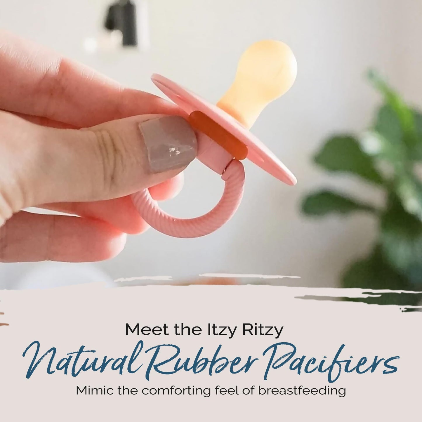 Itzy Ritzy Natural Rubber Pacifiers, Set Of 2 - Natural Rubber Newborn Pacifiers With Cherry-Shaped Nipple & Large Air Holes For