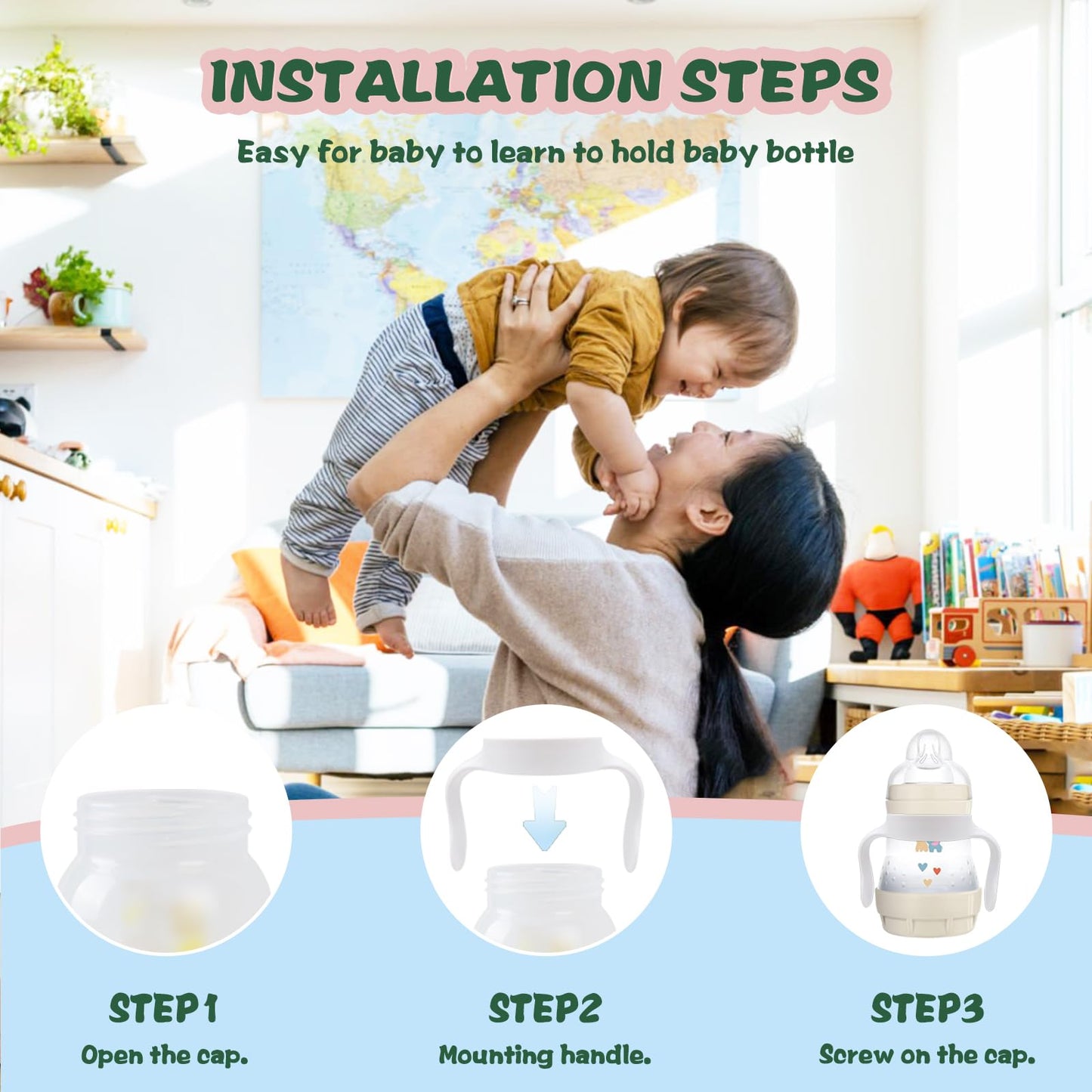 Baby Bottle Handles Compatible For Mam Bottles, Feeding Bottles Holder Accessories, Pack Of 4